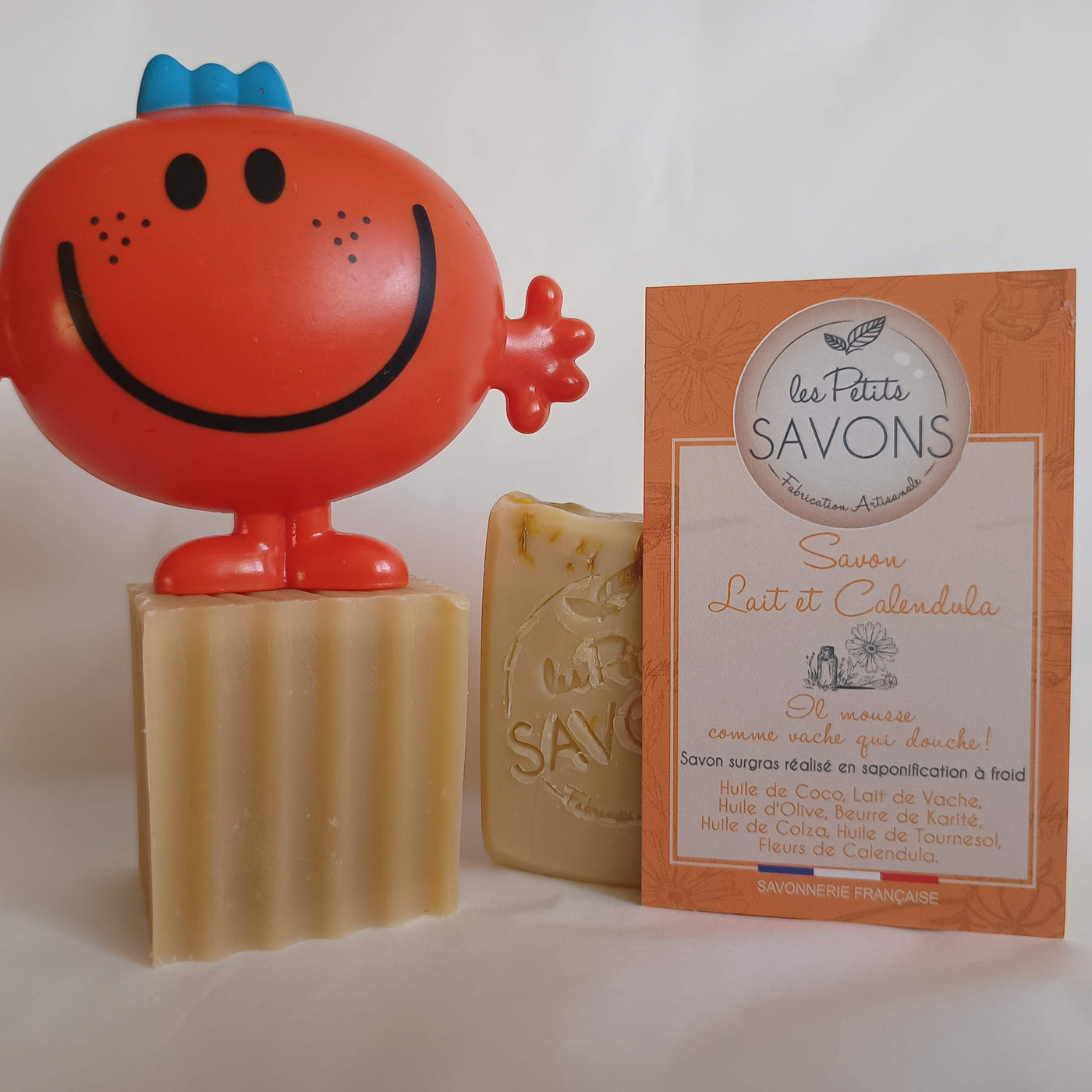 Savon surgras naturel sans huile essentielle lait et calendula forme savonnette - Les Petits Savons